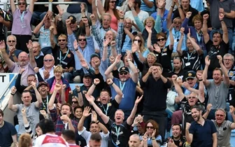 Exeter Chiefs fans celebrating - image courtesy Exeter Chiefs rugby